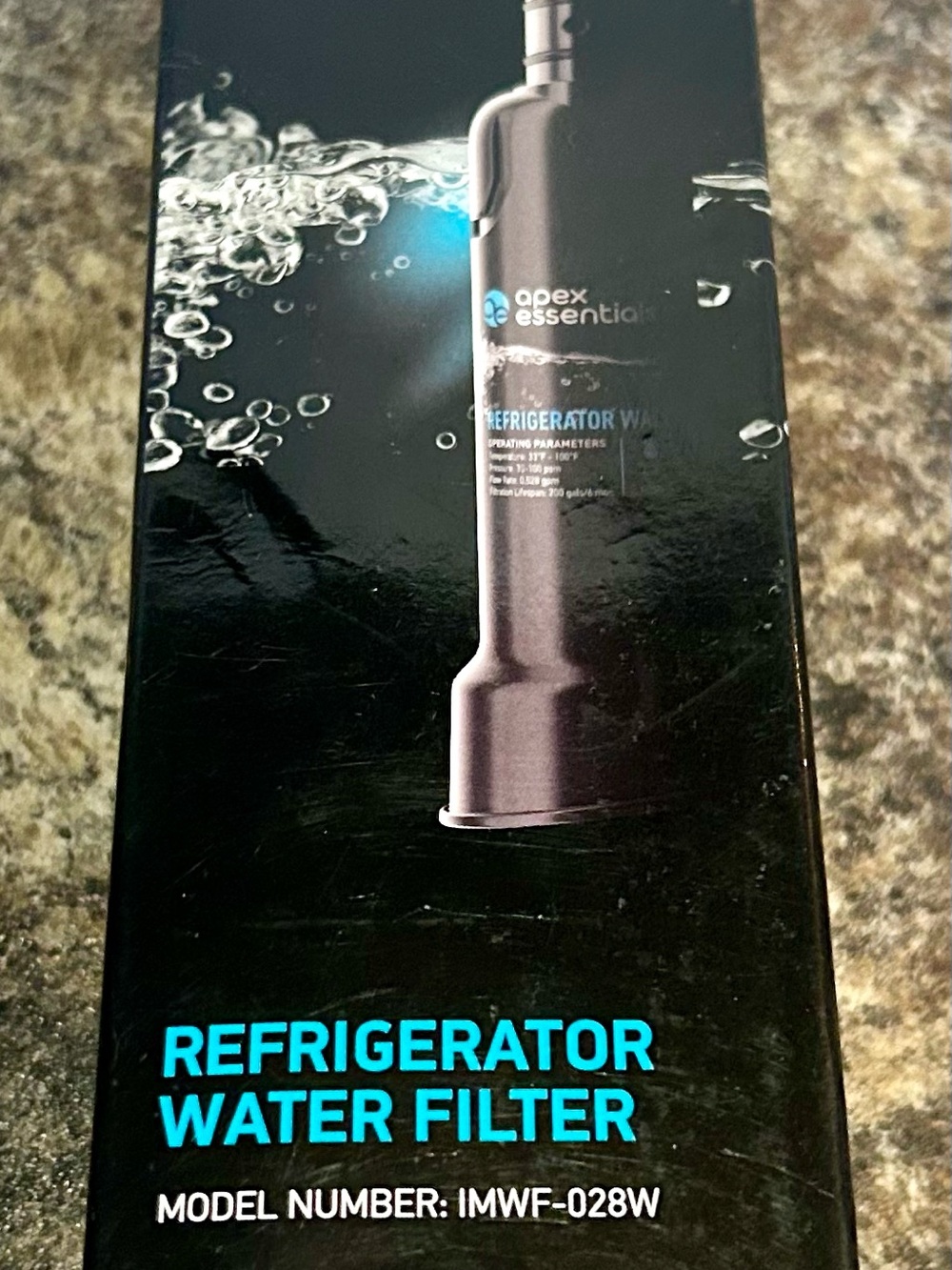 Apex Refrigerator Water Filter in Black with Blue Accent